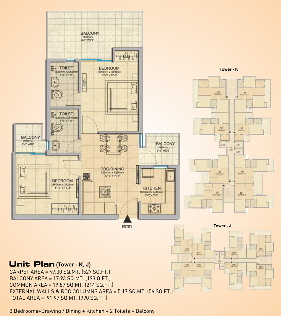 2 Bhk + 2T