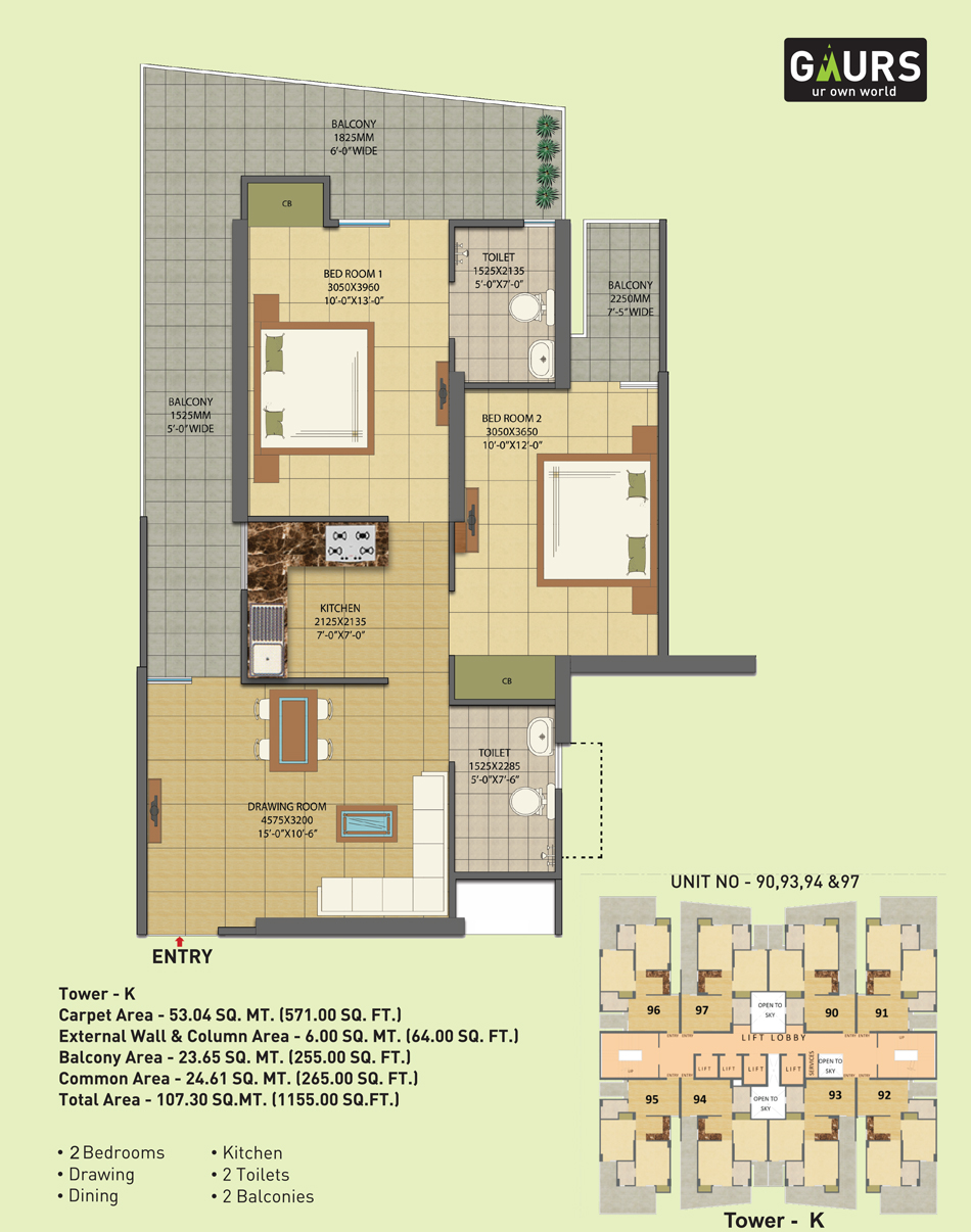 2 Bhk + 2T